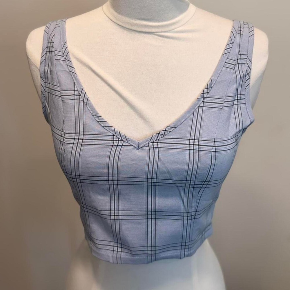 Blue Plaid Crop Top